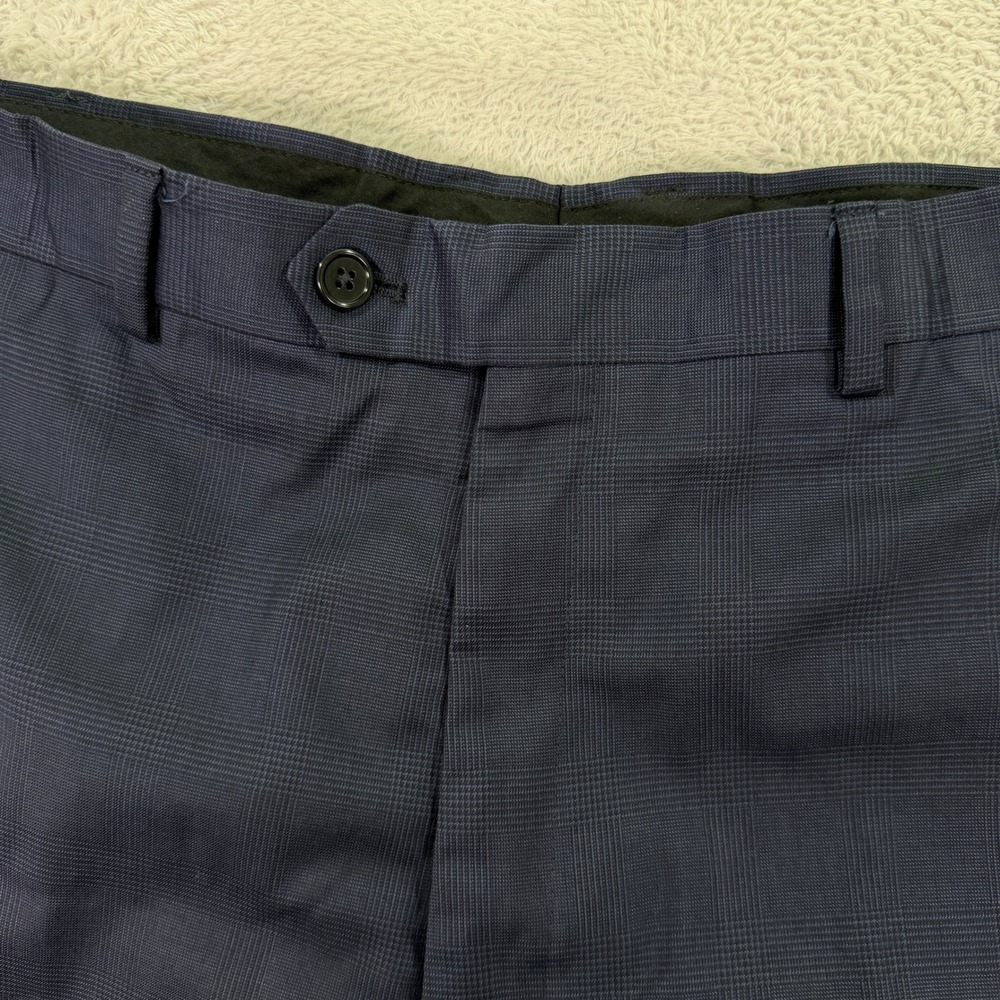 Jos A Bank Mens 44XL Tailored Fit Suit Signature Gold Navy Blue Wool Plaid 36x34 - Picture 15 of 16